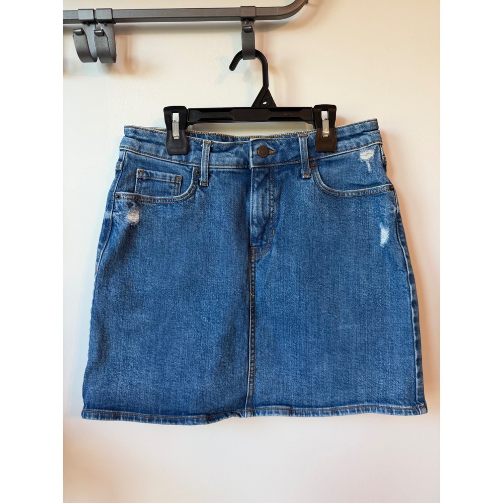 Old Navy Womens Denim Mini Skirt Medium Wash Distressed Size 6 1166 RN160476